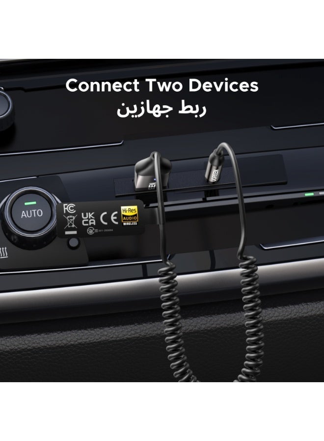 يو جرين يوجرين مستقبل بلوتوث 6.0 للسيارة دعم LDAC، محول 3.5 ملم للسيارة مزود بميكروفون مدمج، محول صوتي للسيارة لإجراء المكالمات بدون استخدام اليدين، متوافق مع مكبرات صوت السيارة وأنظمة الصوت المنزلية - Image 3